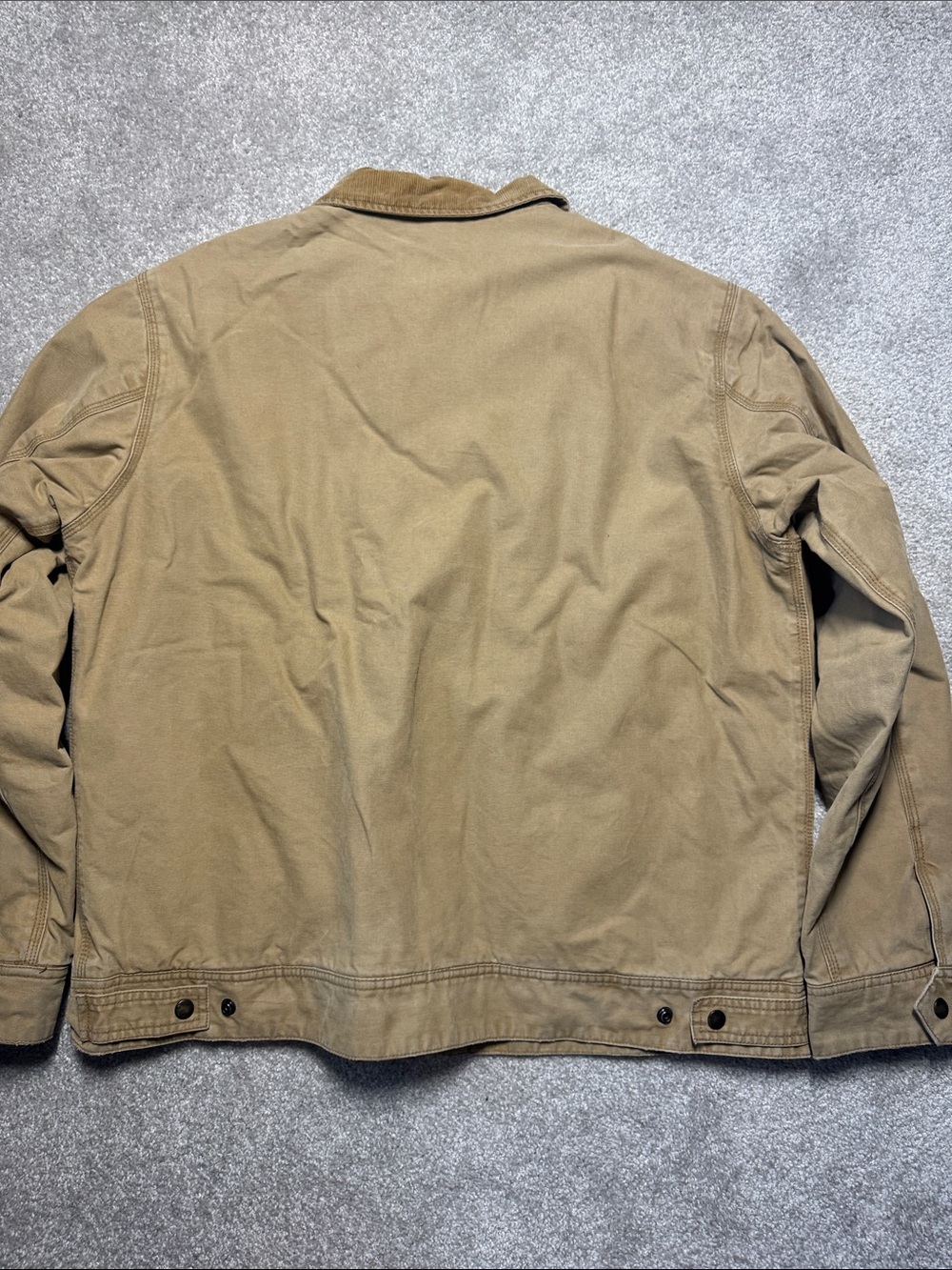 AMERICAN EAGLE MENS XL KHAKI CANVAS CHORE FIELD JACKET COAT CORDUROY COLLAR WORK - Picture 4 of 17